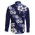 Hawaiian Hibiscus Tribal Floral Blue Family Matching Off Shoulder Short Dress and Hawaiian Shirt Polynesian Tapa Pattern - Polynesian Pride