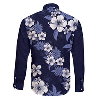 Hawaiian Hibiscus Tribal Floral Blue Family Matching Short Sleeve Bodycon Dress and Hawaiian Shirt Polynesian Tapa Pattern LT01 - Polynesian Pride