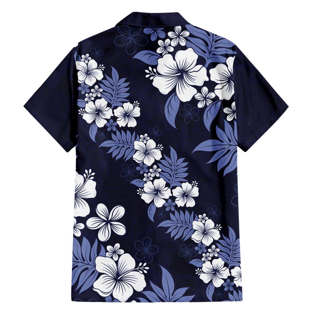 Hawaiian Hibiscus Tribal Floral Blue Family Matching Tank Maxi Dress and Hawaiian Shirt Polynesian Tapa Pattern LT01 - Polynesian Pride