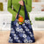 Hawaiian Hibiscus Tribal Floral Blue Grocery Bag Polynesian Tapa Pattern - Polynesian Pride