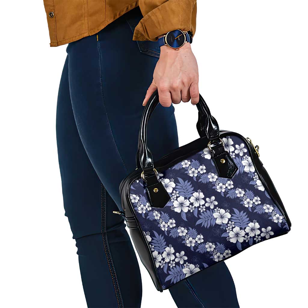 Hawaiian Hibiscus Tribal Floral Blue Shoulder Handbag Polynesian Tapa Pattern - Polynesian Pride