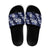 Hawaiian Hibiscus Tribal Floral Blue Slide Sandals Polynesian Tapa Pattern - Polynesian Pride