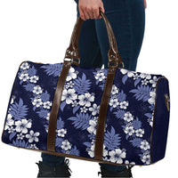 Hawaiian Hibiscus Tribal Floral Blue Travel Bag Polynesian Tapa Pattern - Polynesian Pride