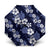 Hawaiian Hibiscus Tribal Floral Blue Umbrella Polynesian Tapa Pattern - Polynesian Pride