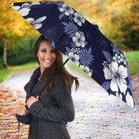 Hawaiian Hibiscus Tribal Floral Blue Umbrella Polynesian Tapa Pattern - Polynesian Pride