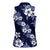 Hawaiian Hibiscus Tribal Floral Blue Women Sleeveless Polo Shirt Polynesian Tapa Pattern - Polynesian Pride