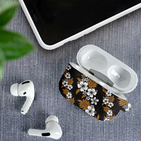 Hawaiian Hibiscus Tribal Floral Brown AirPods Case Polynesian Tapa Pattern - Polynesian Pride