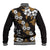 Hawaiian Hibiscus Tribal Floral Brown Baseball Jacket Polynesian Tapa Pattern - Polynesian Pride