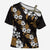 Hawaiian Hibiscus Tribal Floral Brown Cross Shoulder Shirt Polynesian Tapa Pattern - Polynesian Pride