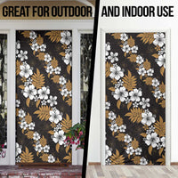 Hawaiian Hibiscus Tribal Floral Brown Door Cover Polynesian Tapa Pattern - Polynesian Pride