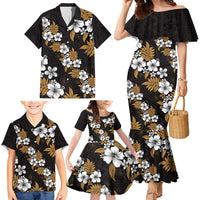 Hawaiian Hibiscus Tribal Floral Brown Family Matching Mermaid Dress and Hawaiian Shirt Polynesian Tapa Pattern LT01 - Polynesian Pride