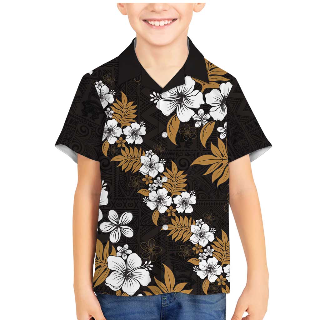 Hawaiian Hibiscus Tribal Floral Brown Family Matching Mermaid Dress and Hawaiian Shirt Polynesian Tapa Pattern LT01 Son's Shirt Brown - Polynesian Pride