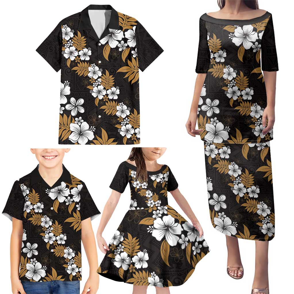 Hawaiian Hibiscus Tribal Floral Brown Family Matching Puletasi and Hawaiian Shirt Polynesian Tapa Pattern LT01 - Polynesian Pride