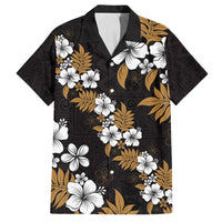 Hawaiian Hibiscus Tribal Floral Brown Family Matching Puletasi and Hawaiian Shirt Polynesian Tapa Pattern LT01 Dad's Shirt - Short Sleeve Brown - Polynesian Pride