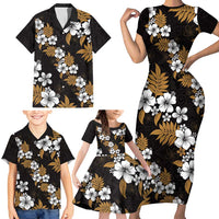Hawaiian Hibiscus Tribal Floral Brown Family Matching Short Sleeve Bodycon Dress and Hawaiian Shirt Polynesian Tapa Pattern LT01 - Polynesian Pride