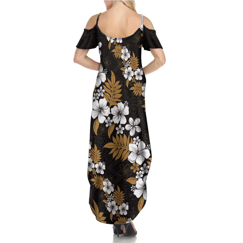 Hawaiian Hibiscus Tribal Floral Brown Family Matching Summer Maxi Dress and Hawaiian Shirt Polynesian Tapa Pattern LT01 - Polynesian Pride
