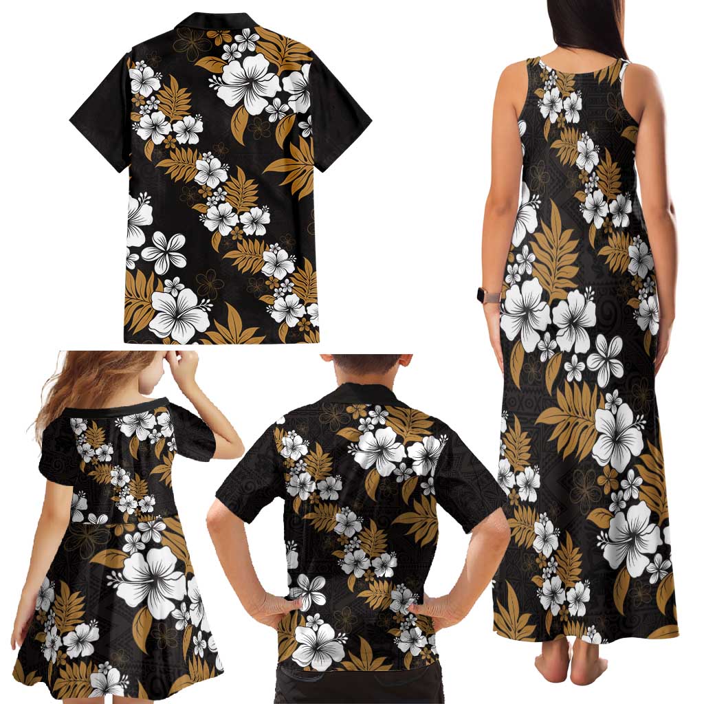 Hawaiian Hibiscus Tribal Floral Brown Family Matching Tank Maxi Dress and Hawaiian Shirt Polynesian Tapa Pattern LT01 - Polynesian Pride