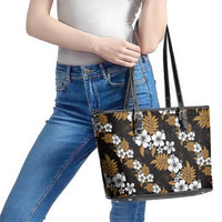 Hawaiian Hibiscus Tribal Floral Brown Leather Tote Bag Polynesian Tapa Pattern LT01 - Polynesian Pride