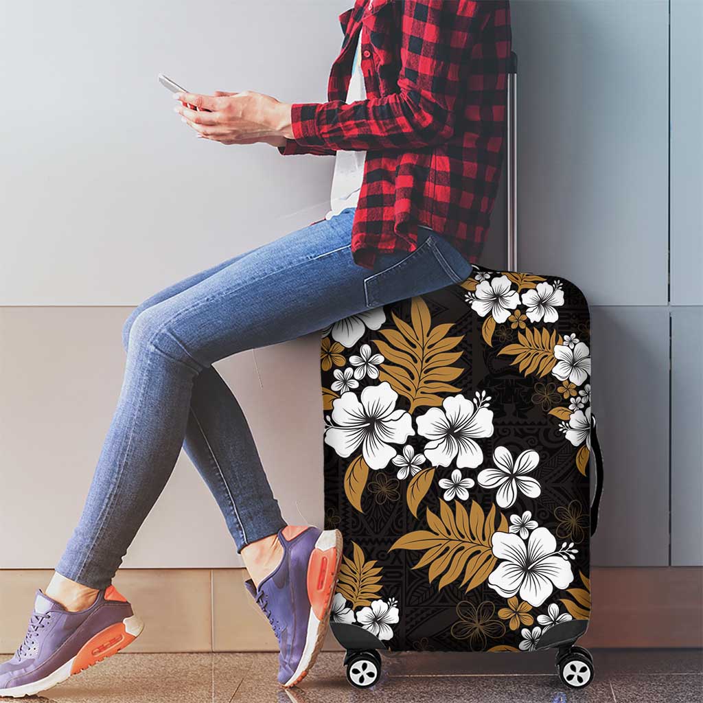 Hawaiian Hibiscus Tribal Floral Brown Luggage Cover Polynesian Tapa Pattern LT01 - Polynesian Pride