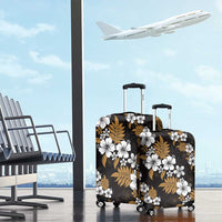 Hawaiian Hibiscus Tribal Floral Brown Luggage Cover Polynesian Tapa Pattern LT01 - Polynesian Pride