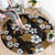 Hawaiian Hibiscus Tribal Floral Brown Round Carpet Polynesian Tapa Pattern - Polynesian Pride