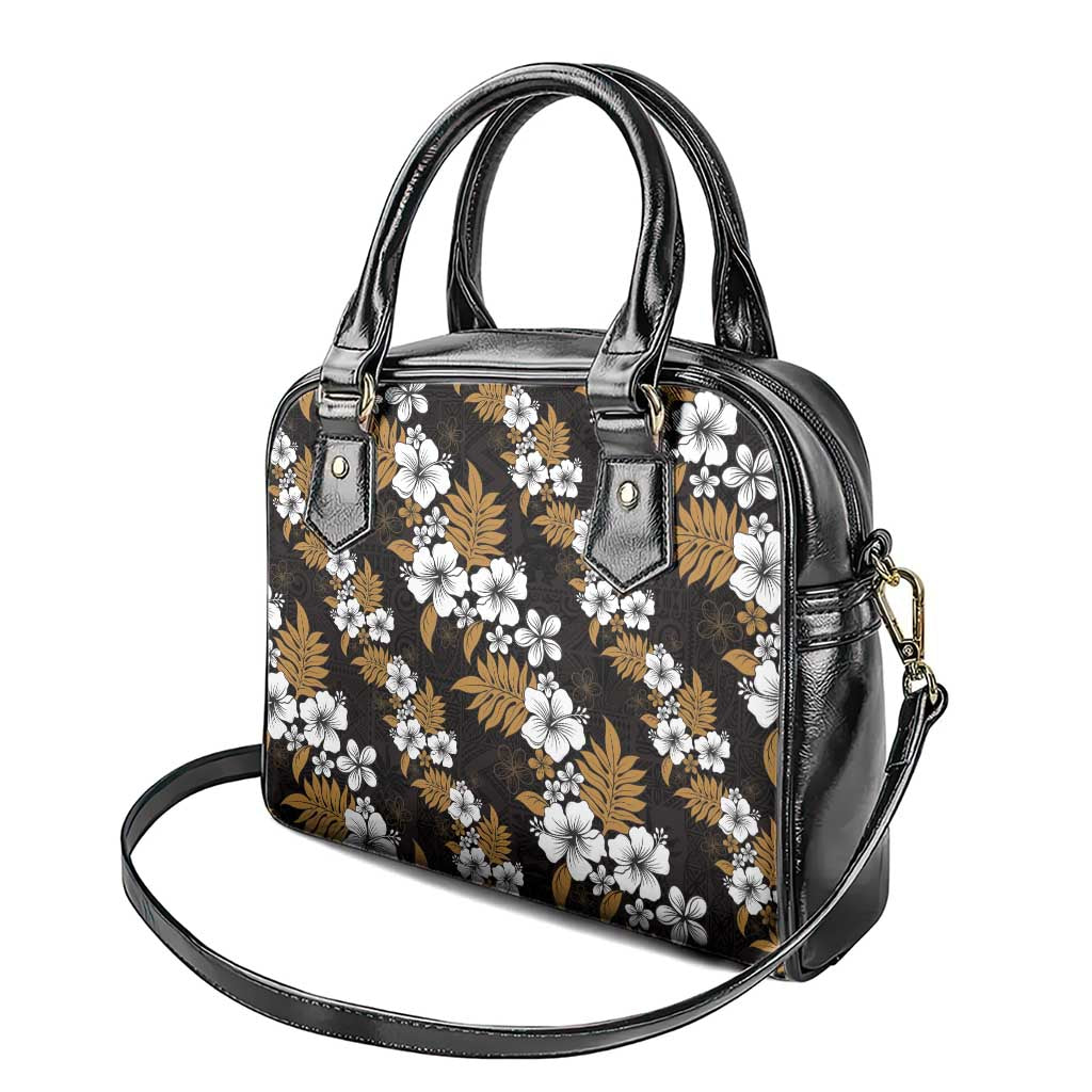 Hawaiian Hibiscus Tribal Floral Brown Shoulder Handbag Polynesian Tapa Pattern - Polynesian Pride