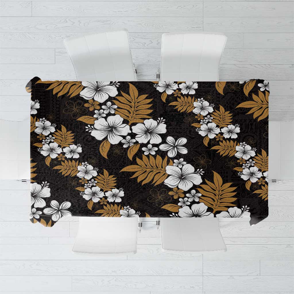 Hawaiian Hibiscus Tribal Floral Brown Tablecloth Polynesian Tapa Pattern - Polynesian Pride