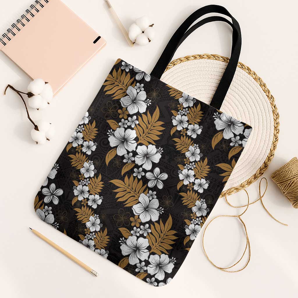 Hawaiian Hibiscus Tribal Floral Brown Tote Bag Polynesian Tapa Pattern - Polynesian Pride