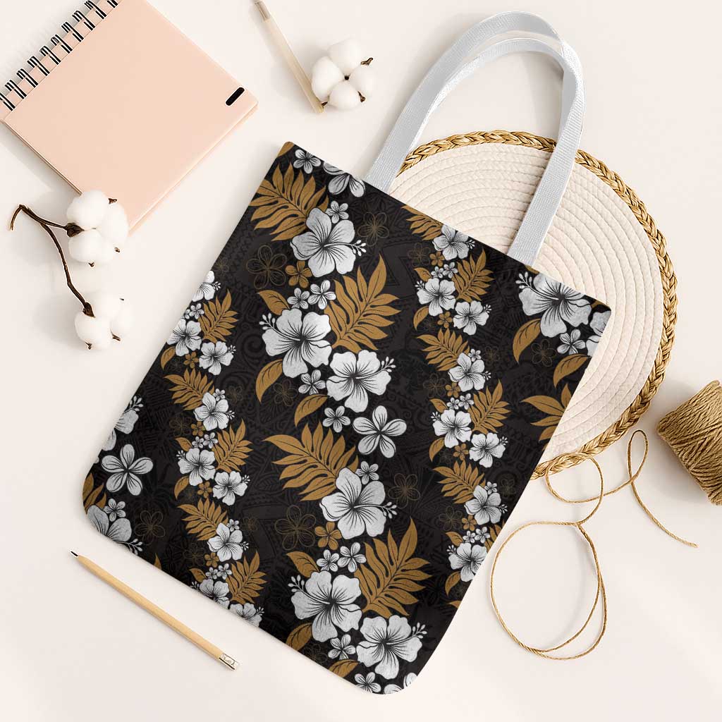 Hawaiian Hibiscus Tribal Floral Brown Tote Bag Polynesian Tapa Pattern - Polynesian Pride