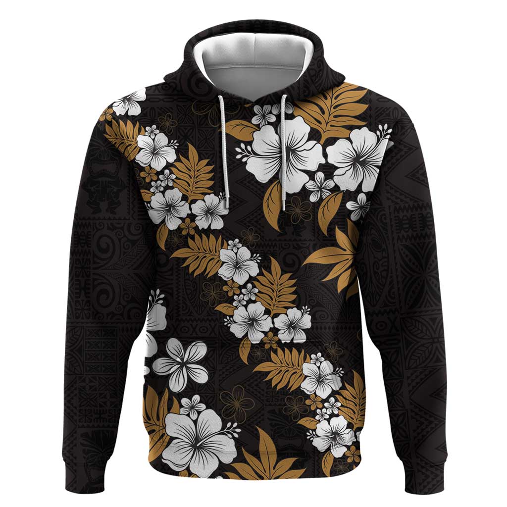 Hawaiian Hibiscus Tribal Floral Brown Zip Hoodie Polynesian Tapa Pattern LT01 Pullover Hoodie Brown - Polynesian Pride