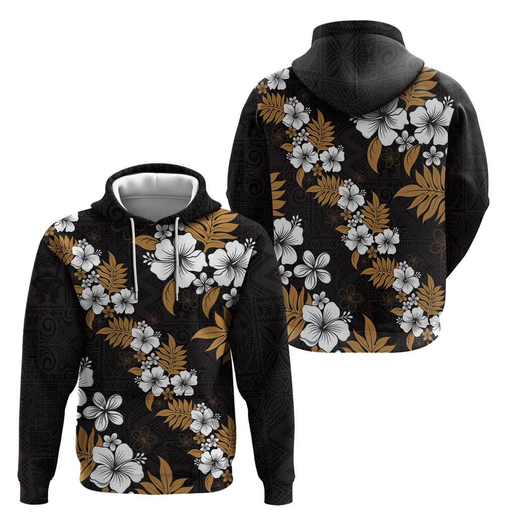 Hawaiian Hibiscus Tribal Floral Brown Zip Hoodie Polynesian Tapa Pattern LT01 - Polynesian Pride
