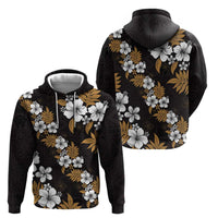 Hawaiian Hibiscus Tribal Floral Brown Zip Hoodie Polynesian Tapa Pattern LT01 - Polynesian Pride