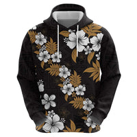 Hawaiian Hibiscus Tribal Floral Brown Zip Hoodie Polynesian Tapa Pattern LT01 - Polynesian Pride