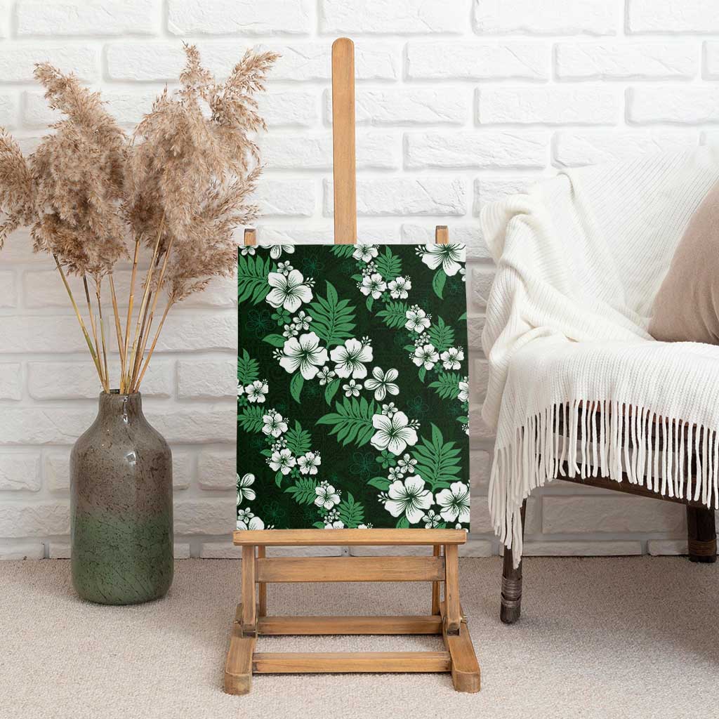 Hawaiian Hibiscus Tribal Floral Green Canvas Wall Art Polynesian Tapa Pattern - Polynesian Pride