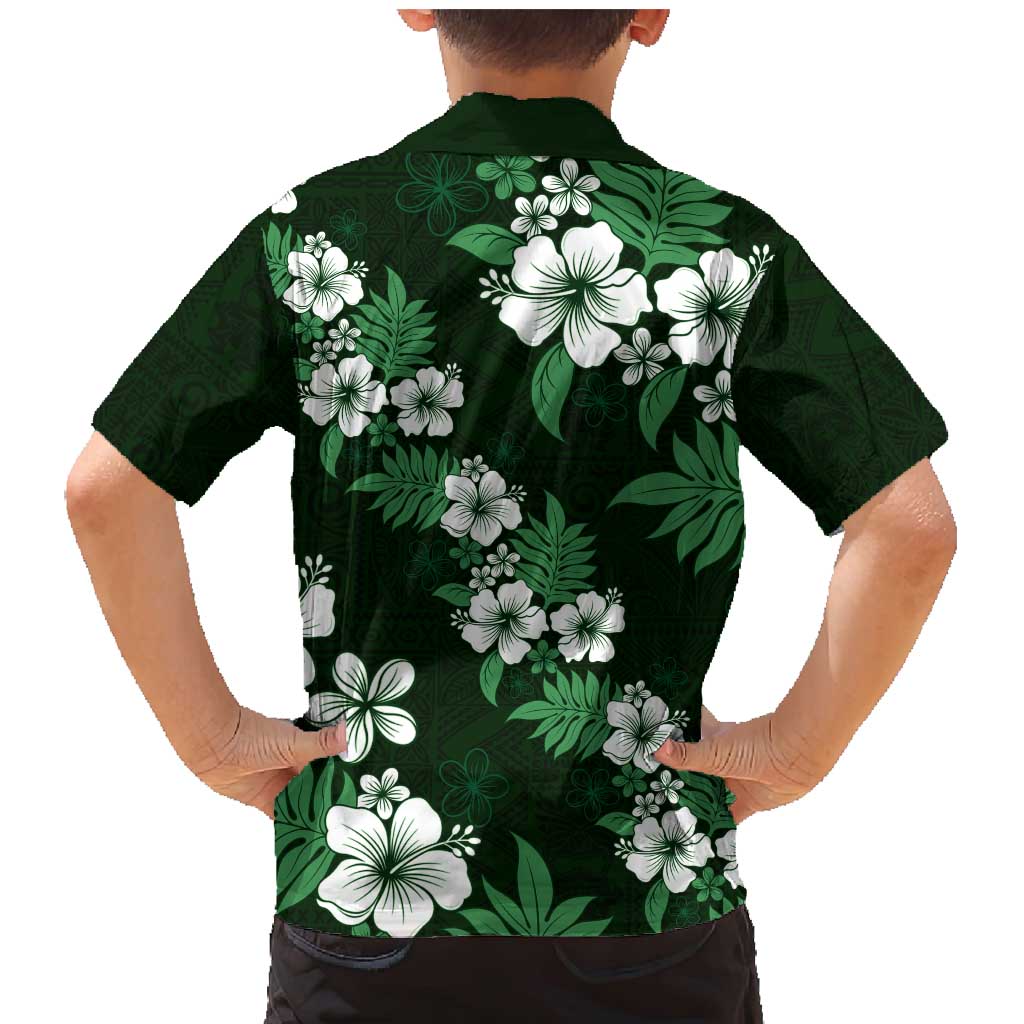 Hawaiian Hibiscus Tribal Floral Green Family Matching Mermaid Dress and Hawaiian Shirt Polynesian Tapa Pattern LT01 - Polynesian Pride