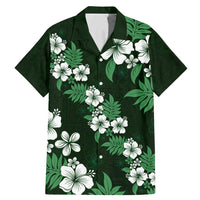 Hawaiian Hibiscus Tribal Floral Green Family Matching Mermaid Dress and Hawaiian Shirt Polynesian Tapa Pattern LT01 Dad's Shirt - Short Sleeve Green - Polynesian Pride