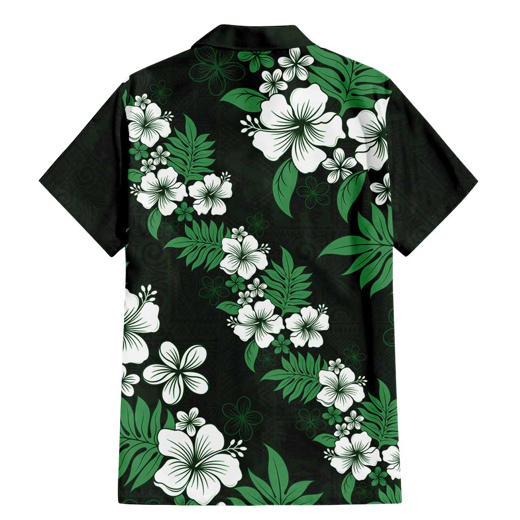 Hawaiian Hibiscus Tribal Floral Green Family Matching Mermaid Dress and Hawaiian Shirt Polynesian Tapa Pattern LT01 - Polynesian Pride