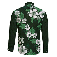 Hawaiian Hibiscus Tribal Floral Green Family Matching Off Shoulder Maxi Dress and Hawaiian Shirt Polynesian Tapa Pattern LT01 - Polynesian Pride