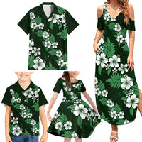 Hawaiian Hibiscus Tribal Floral Green Family Matching Summer Maxi Dress and Hawaiian Shirt Polynesian Tapa Pattern LT01 - Polynesian Pride