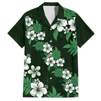Hawaiian Hibiscus Tribal Floral Green Family Matching Summer Maxi Dress and Hawaiian Shirt Polynesian Tapa Pattern LT01 Dad's Shirt - Short Sleeve Green - Polynesian Pride
