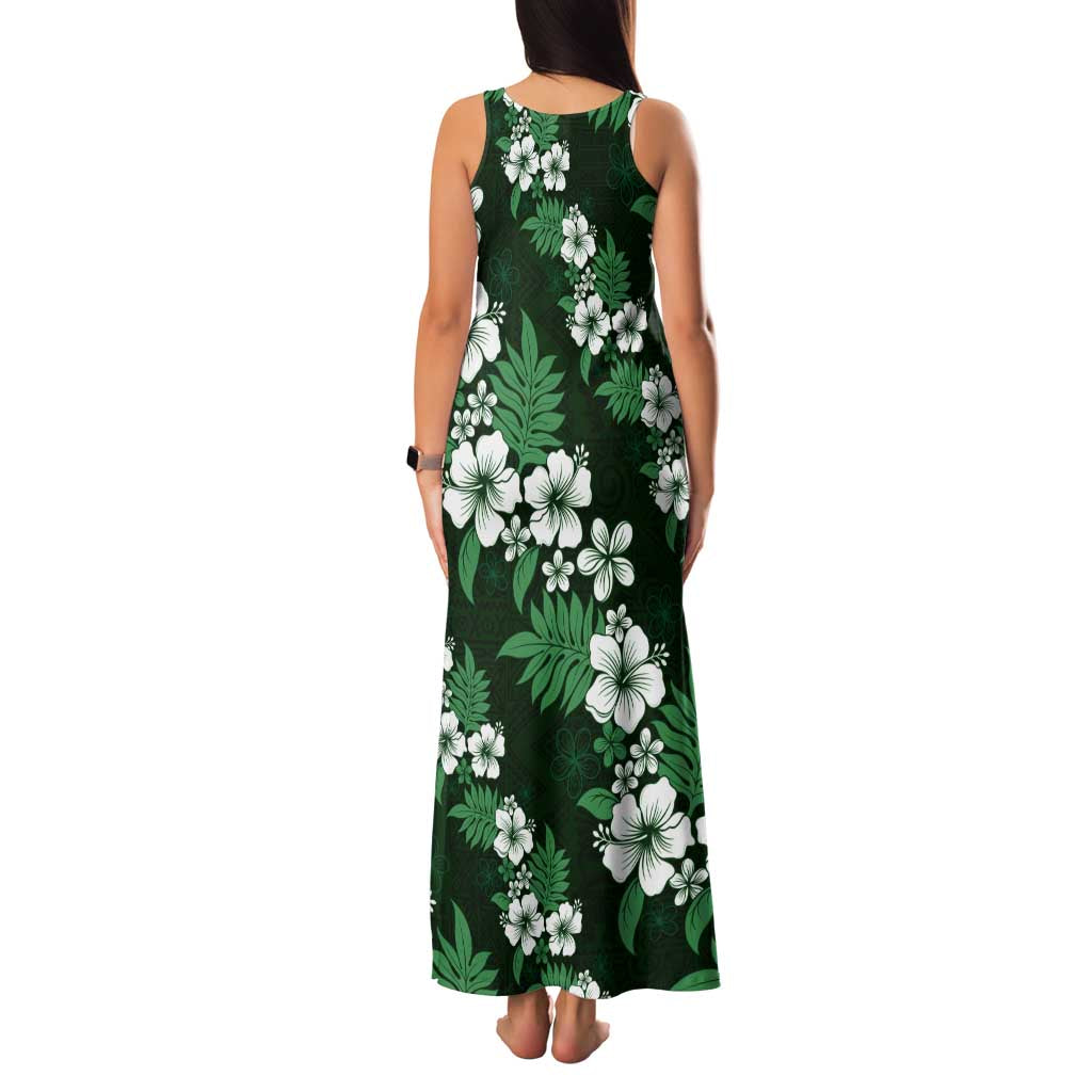 Hawaiian Hibiscus Tribal Floral Green Family Matching Tank Maxi Dress and Hawaiian Shirt Polynesian Tapa Pattern LT01 - Polynesian Pride