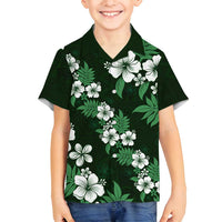 Hawaiian Hibiscus Tribal Floral Green Family Matching Tank Maxi Dress and Hawaiian Shirt Polynesian Tapa Pattern LT01 Son's Shirt Green - Polynesian Pride