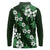 Hawaiian Hibiscus Tribal Floral Green Long Sleeve Polo Shirt Polynesian Tapa Pattern - Polynesian Pride