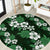 Hawaiian Hibiscus Tribal Floral Green Round Carpet Polynesian Tapa Pattern - Polynesian Pride