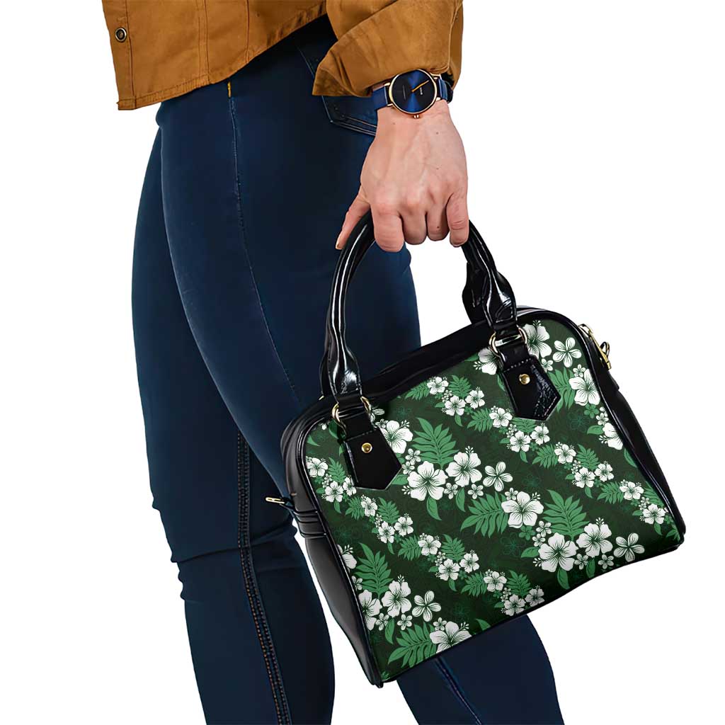 Hawaiian Hibiscus Tribal Floral Green Shoulder Handbag Polynesian Tapa Pattern - Polynesian Pride