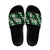 Hawaiian Hibiscus Tribal Floral Green Slide Sandals Polynesian Tapa Pattern - Polynesian Pride