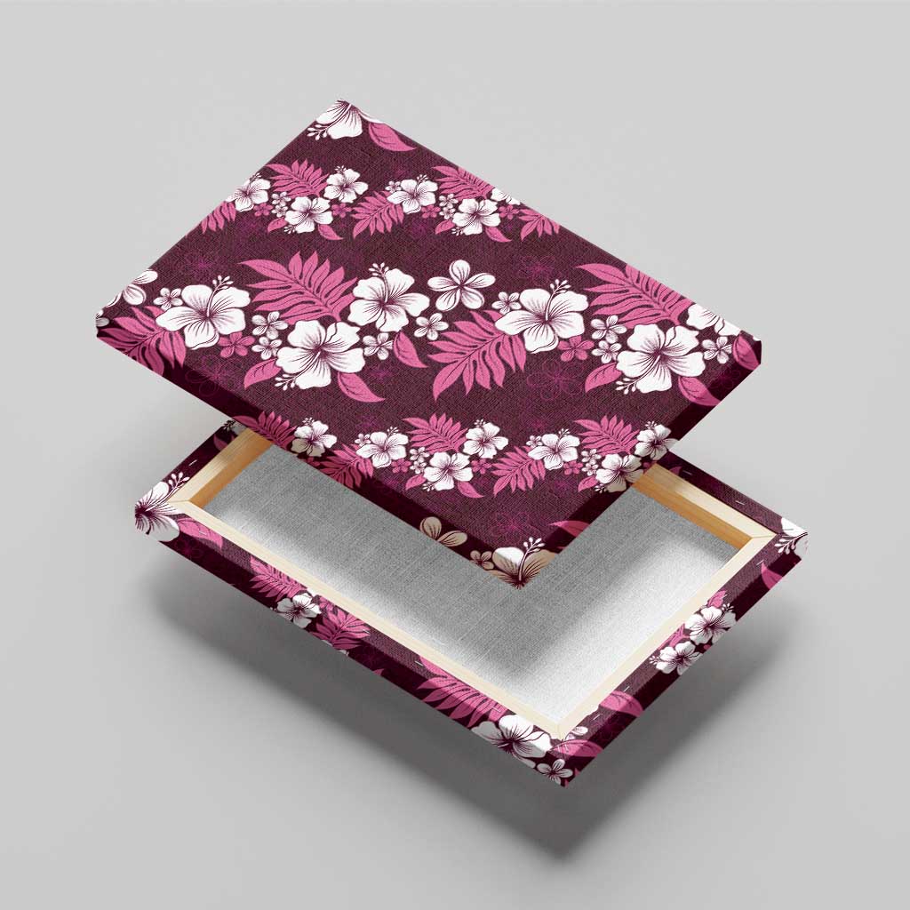 Hawaiian Hibiscus Tribal Floral Pink Canvas Wall Art Polynesian Tapa Pattern - Polynesian Pride