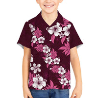 Hawaiian Hibiscus Tribal Floral Pink Family Matching Long Sleeve Bodycon Dress and Hawaiian Shirt Polynesian Tapa Pattern LT01 Son's Shirt Pink - Polynesian Pride
