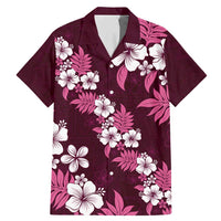 Hawaiian Hibiscus Tribal Floral Pink Family Matching Mermaid Dress and Hawaiian Shirt Polynesian Tapa Pattern LT01 Dad's Shirt - Short Sleeve Pink - Polynesian Pride