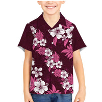 Hawaiian Hibiscus Tribal Floral Pink Family Matching Mermaid Dress and Hawaiian Shirt Polynesian Tapa Pattern LT01 Son's Shirt Pink - Polynesian Pride